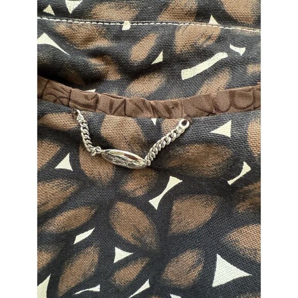 Tuleh Printed Brown Trench Coat Size 2 Cotton Geometric - Picture 13 of 15